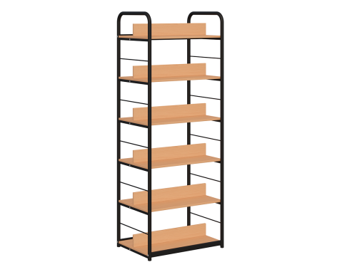 Regał biblioteczny B dwustronny o zwiększonej wytrzymałości półek, rama czarny/buk_1
